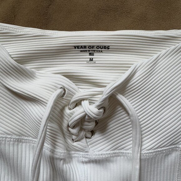 Year of Ours Ribbed Football Legging- White- Size M - Picture 3 of 7